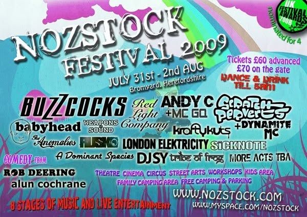 Nozstock Festival 2009 flyer, Bromyard, Herefordshire, 31 Jul–2 Aug 2009