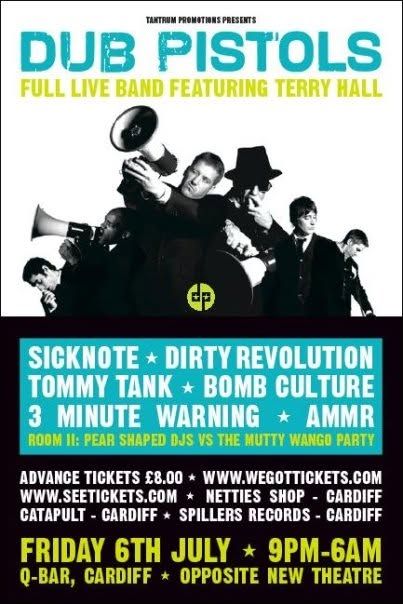 Tantrum Promotions: Dub Pistols flyer, Q-Bar, Cardiff, Fri 6 July